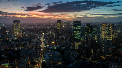 Fototapeta na wymiar Tokyo skyline during sunset as seen from the Tokyo Tower, Japan