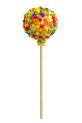 Round candy on a stick isolated on white