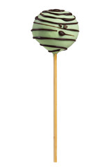 Round candy on a stick isolated on white