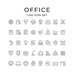 Set line icons of office