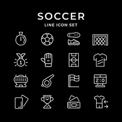 Set line icons of soccer