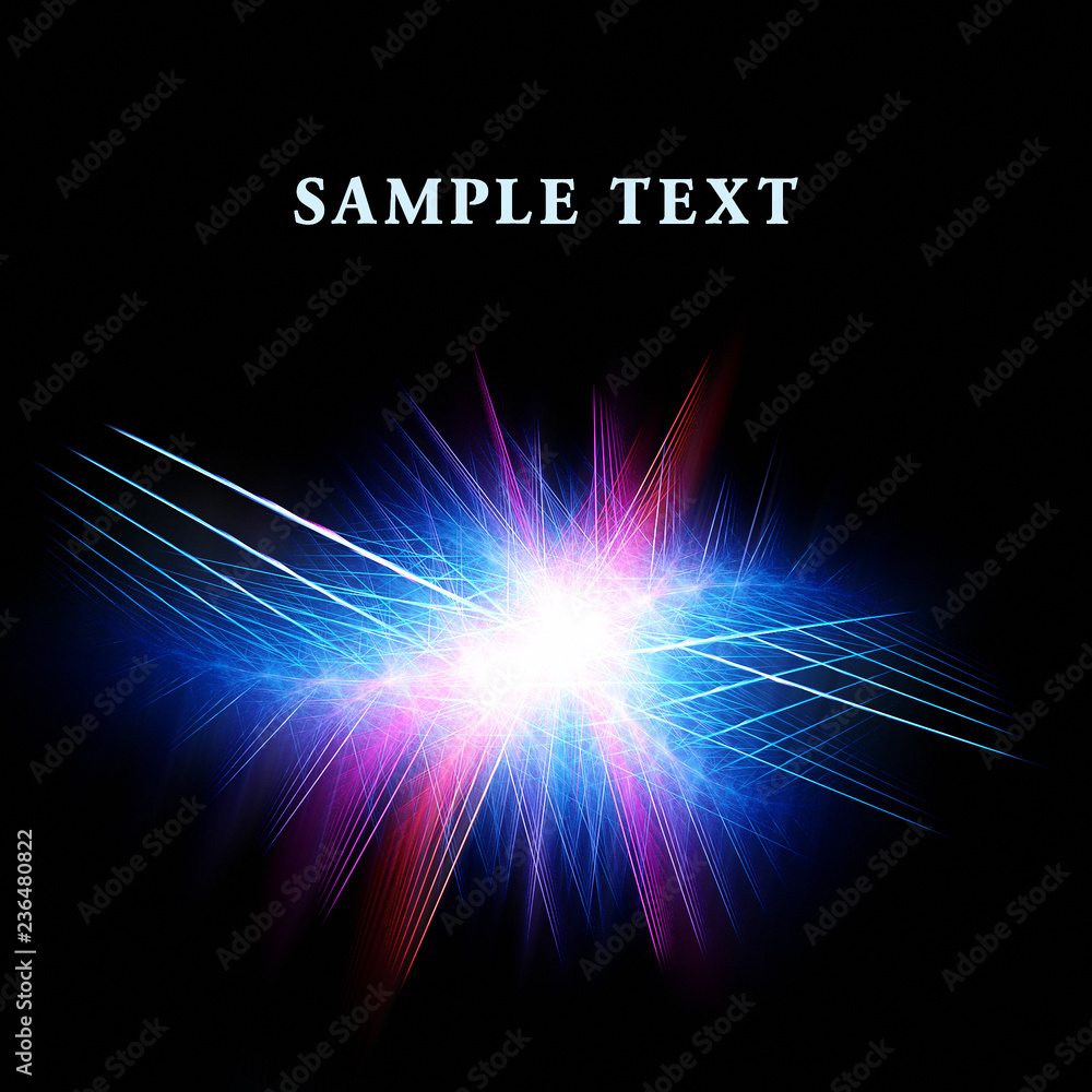 Poster bright sparkling fractal on a black background