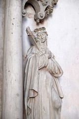 Statue of Saint on the altar of the Saint Mary Magdalene in Cistercian Abbey of Bronbach in Reicholzheim near Wertheim, Germany