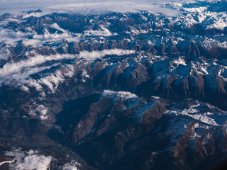 aerial view of the alps