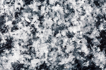 White ice crystals.