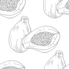 papaya tropical fruit seamless pattern
