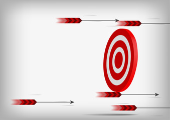Vector : Arrows with miss archery target on gray background
