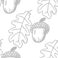 floral seamless pattern acorn and oak leaves