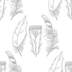 Mockingjay feather seamless pattern hand drawn sketch