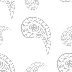 paisley seamless pattern, hand drawn indian cucumber, sketch