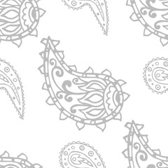 paisley seamless pattern, hand drawn indian cucumber, sketch
