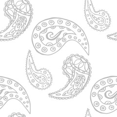 paisley seamless pattern, hand drawn indian cucumber, sketch