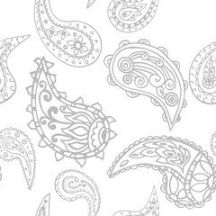 paisley seamless pattern, hand drawn indian cucumber, sketch