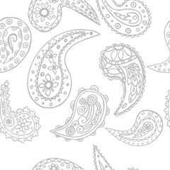 paisley seamless pattern, hand drawn indian cucumber, sketch