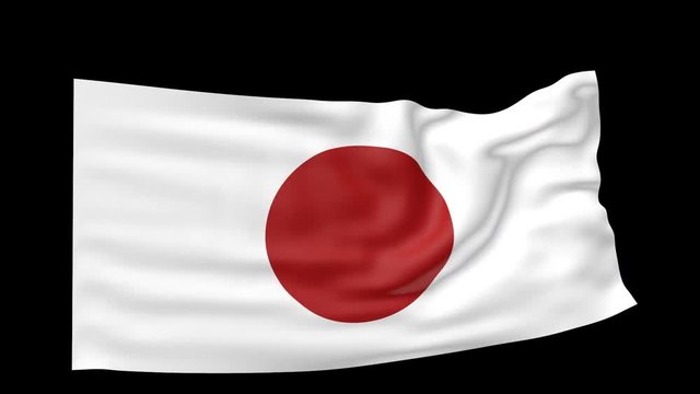 japanese flag over black background 3d animation