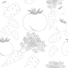 vegetable seamless pattern tomato, carrots, potatoes