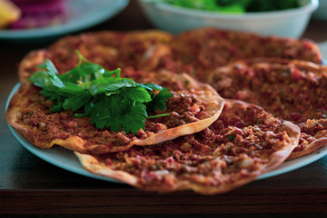 turkish traditional pizza, lahmacun 