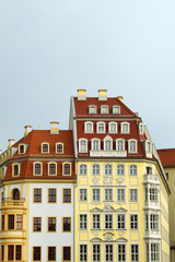 Colorful houses in the Old Town center of Dresden, Germany