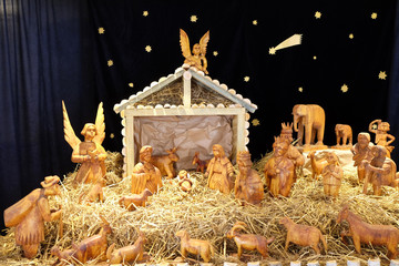 Nativity scene, exhibition of mangers in the gallery Klovicevi dvori in Zagreb, Croatia 