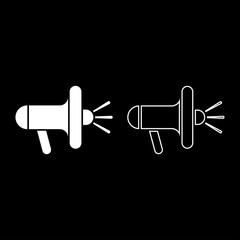 Loudspeaker megaphone icon set white color illustration flat style simple image