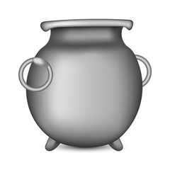 Iron Pot for Patrick Day. Boiler for Witch Potions. Kettle for Cooking Food. Vector Illustration for your Design, Game, Card.