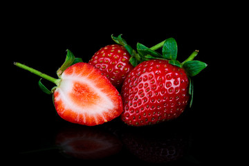 ripe red strawberry on white background
