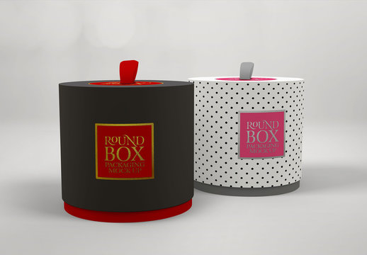 2 Round Boxes Mockup