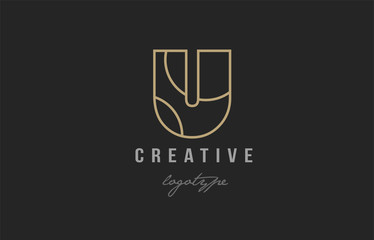 black and yellow gold alphabet letter u logo company icon design