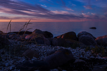 pinc sunset on baltic sea