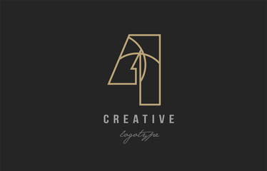 black and yellow gold number 4 logo company icon design