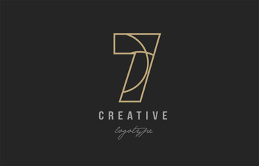 black and yellow gold number 7 logo company icon design