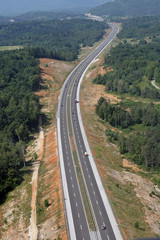 Aerial shot of highway A1 near Zagreb, Croatia