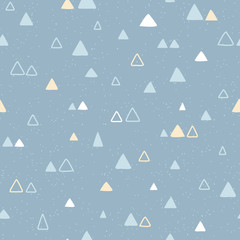 Geometric seamless pattern with hand drawn triangle. Simple vector illustration. Handmade background in scandinavian style.