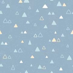 Behang Geometrische naadloze patroon met de hand getekende driehoek. Eenvoudige vectorillustratie. Handgemaakte achtergrond in Scandinavische stijl. © Xenia800