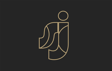 black and yellow gold alphabet letter sj s j logo combination company icon design