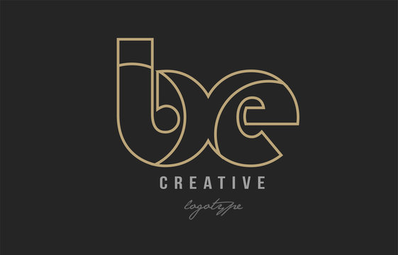 black and yellow gold alphabet letter be b e logo combination company icon design