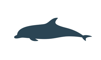 Dolphin silhouette. Isolated dolphin on white background