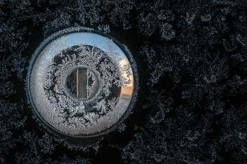 icy car lock close up