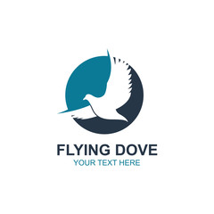 icon of flying dove silhouette isolated on white background 