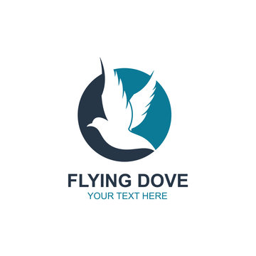 icon of flying dove silhouette isolated on white background 