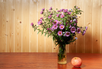 autumn still life with bunch of flowers