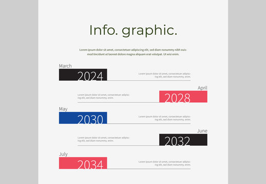 Timeline Infographic Layout with Multicolored Headers