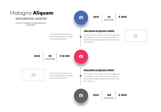 Timeline Infographic Layout with Photo Placeholders