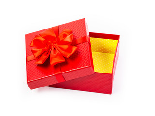 Red gift box isolated on white