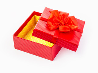 Red gift box isolated on white