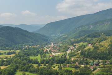 Fototapeta na wymiar View of the Mokra Gora from the Sargan Vitasi station,panorama Serbia.