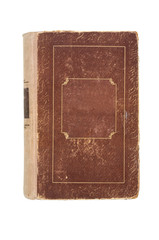 Brown book isolated on white background. View from above.