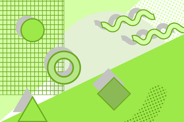 Modern and stylish green digital geometric background with different shapes.	