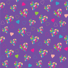 Bright Purple Seamless Pattern with Hearts