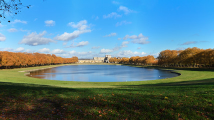 Beautiful view and panorama in a park in Versailles, in autumn